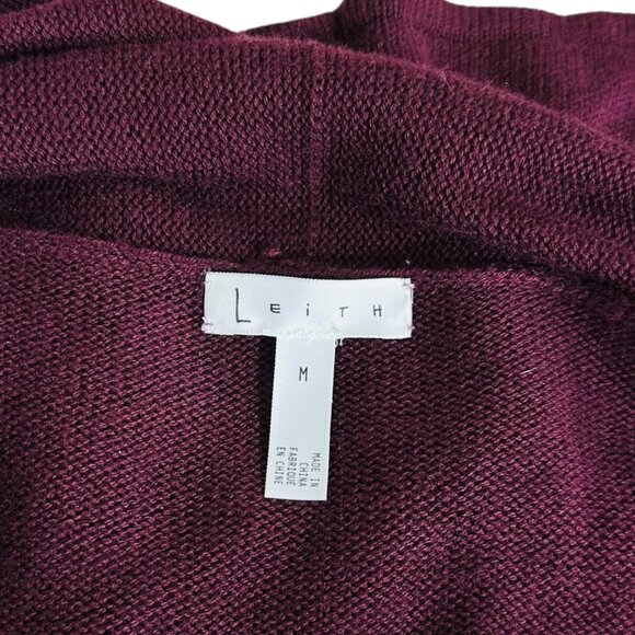 Leith Women's Size M Open Front Shawl Collar Long Burgundy Cardigan Sweater NEW - Picture 4 of 7